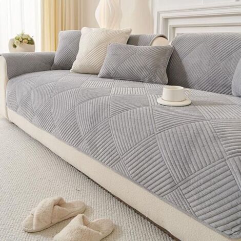 Coussin de Canapé Épais et Antidérapant,avec Housse de Canapé en Coton et Lin, Gris clair，90cm et 90cm