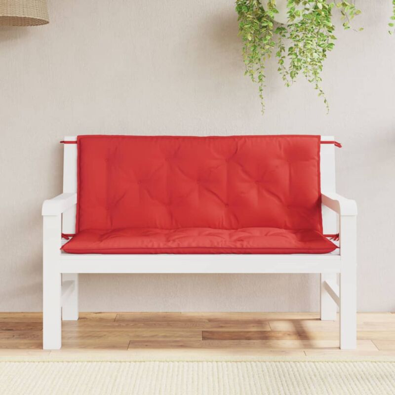 Jinlefu - Coussins de banc jardin lot de 2 rouge 120x50x7 cm tissu Oxford
