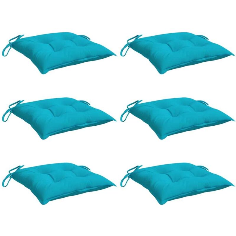 Jinlefu - Coussins de chaise lot de 6 turquoise 40x40x7 cm tissu vidaXL