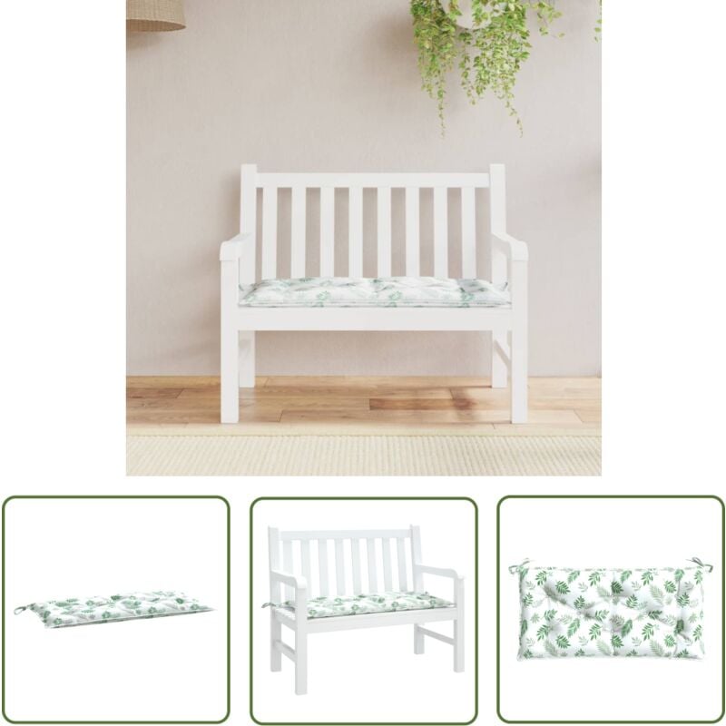 Jinlefu - The Living Store Coussin de banc de jardin motif de feuilles 100x50x7 cm - Coussin De Banc - Coussin D'extérieur - Coussin Décoratif