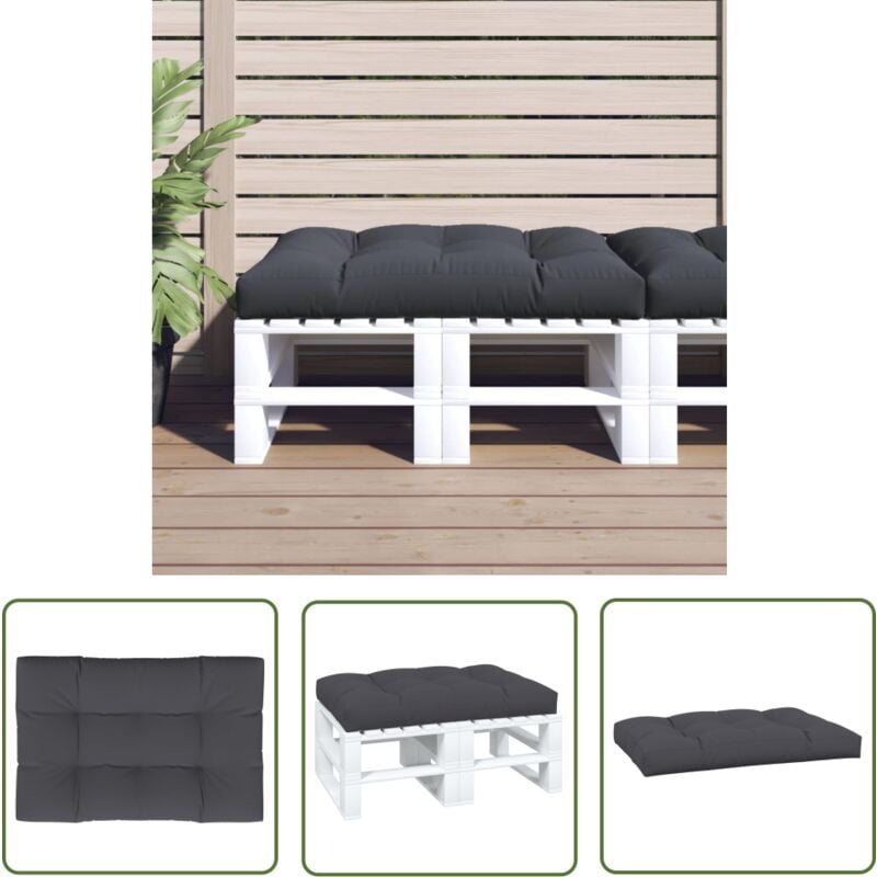 Jinlefu - The Living Store Coussin de palette anthracite 120x80x12 cm tissu - Coussin Exterieur - Coussin Patio - Coussin Jardin - Coussin Design