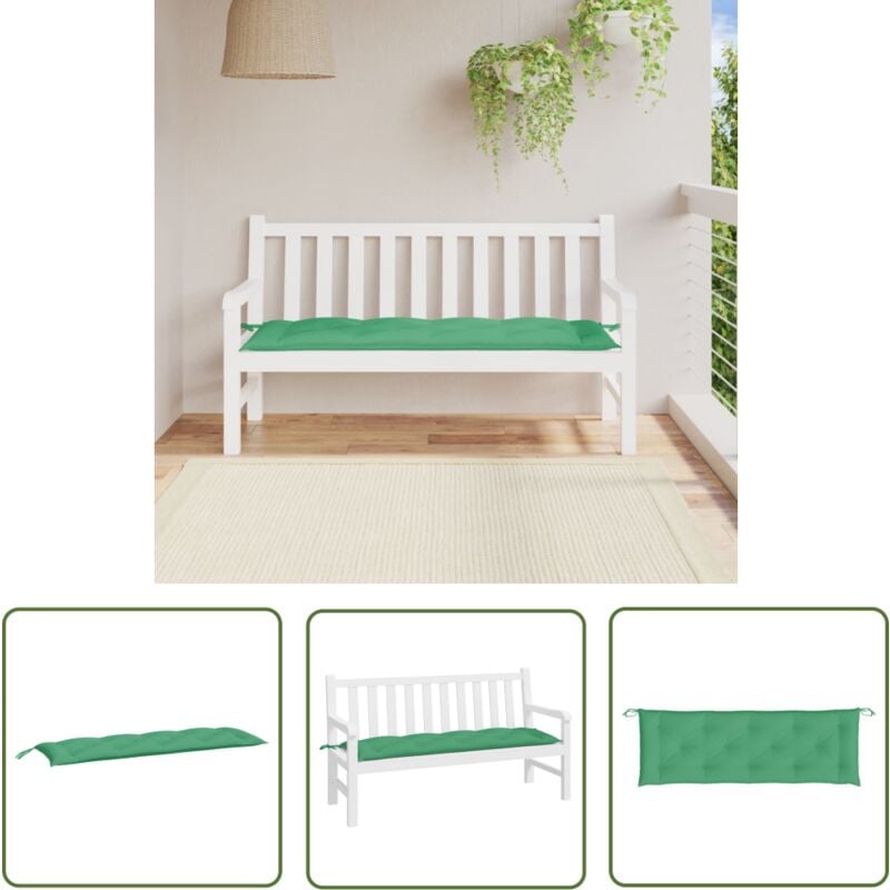 Jinlefu - The Living Store Coussin de banc de jardin vert 150x50x7 cm tissu oxford - Coussin De Banc - Coussin D'extérieur - Coussin Jardin