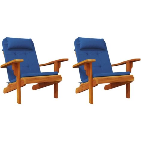Coussin de chaise 2 pcs，Coussins d'extérieur Bleu 58 x 77 x 4.5 cm Tissu Oxford CFW648373