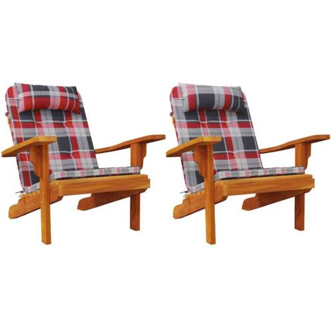 Coussin de chaise 2 pcs，Coussins d'extérieur Motif carreaux rouges 58 x 77 x 4.5 cm CFW572829