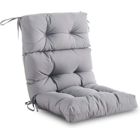 Coussin de chaise à dossier haut pour intérieur/extérieur – Assise/dossier en mousse haute résilience, imperméable et résistant aux intempéries, convient aux meubles d'extérieur, gris