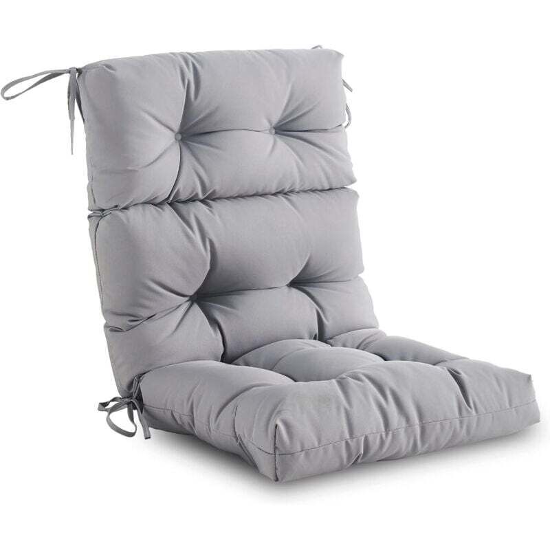 Coussin de chaise à dossier haut pour intérieur/extérieur – Assise/dossier en mousse haute résilience, imperméable et résistant aux intempéries,