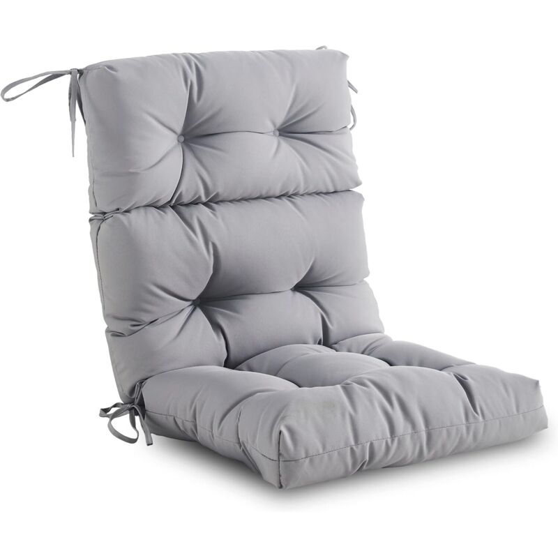Coussin de chaise à dossier haut pour intérieur/extérieur – Assise/dossier en mousse haute résilience, imperméable et résistant aux intempéries,
