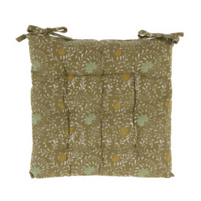 Home Styling - Coussin de chaise attaché, motif floral, 100 % coton, 40 x 40 cm.