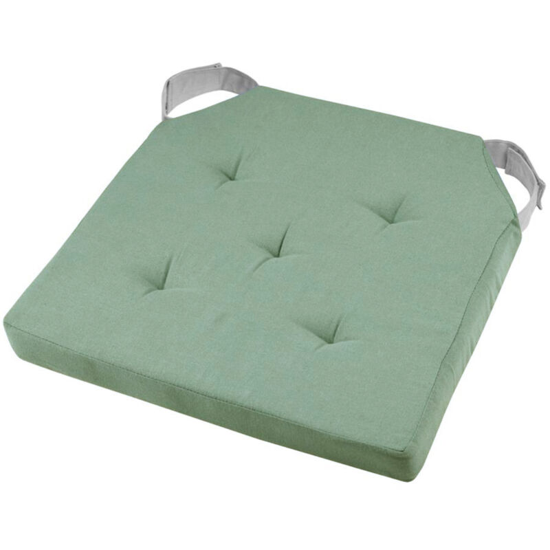 Stof - Coussin de chaise réversible jade et gris en coton 38 x 38 cm Stof - Coussin de chaise réversible jade et gris en coton 38 x 38 cm
