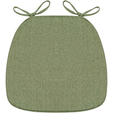 Coussin de chaise avec attaches 40 x 33 x 5 cm, antidérapant, garnissage en mousse haute densité, housse amovible, vert