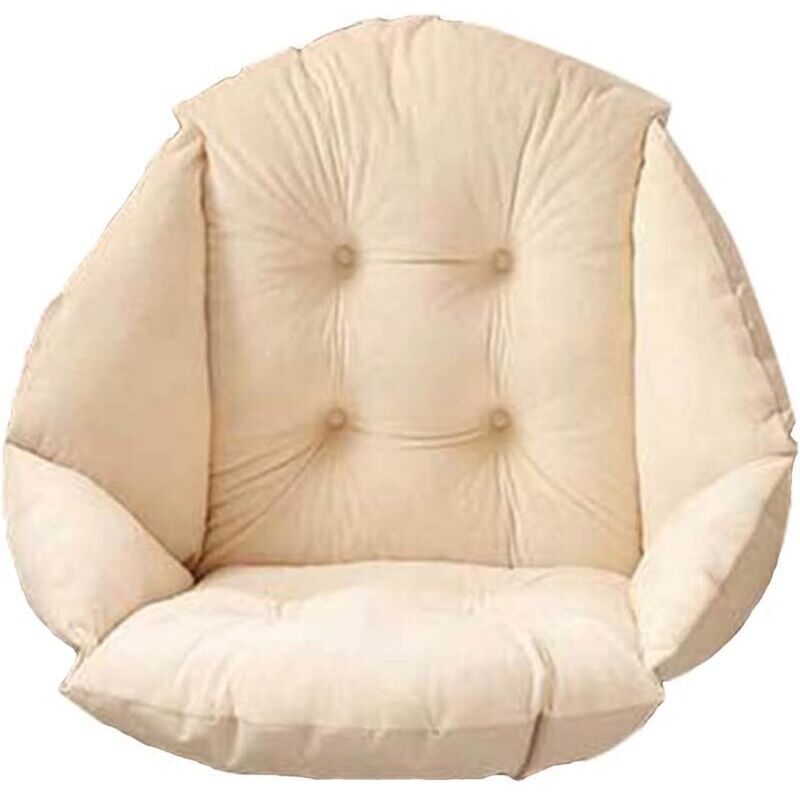 Coussin de Chaise avec Dossier siège Coquille Fauteuil Velours Douillet Elastique Impermeable pour Chaise en Rotin Paille Jardin Beige 40 40 48cm
