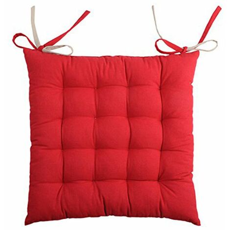 Coussin de chaise bicolore réversible en coton lin et rouge