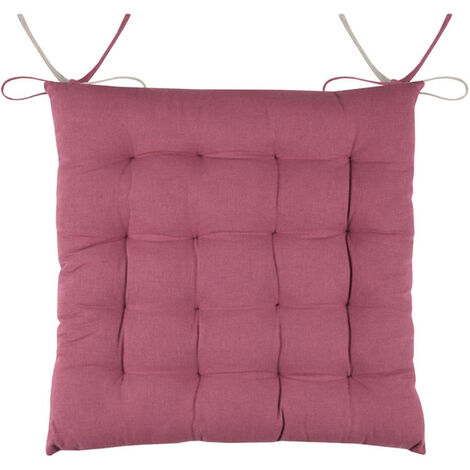 Coussin de chaise bicolore réversible en coton rose et lin