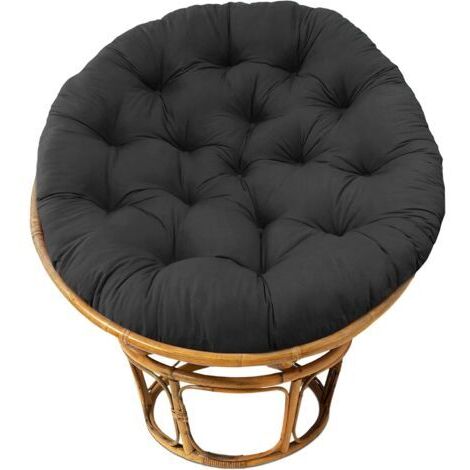 Coussin de chaise – Coussin de sol épais et moelleux en coton – Coussin de chaise standard, rond, 60 cm – Convient pour fauteuil à bascule, terrasse, bureau, résidence étudiante – Noir
