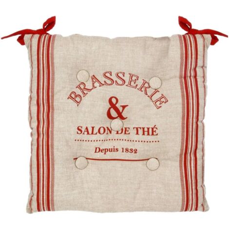 Coussin de chaise de bistro en coton 40 x 40 cm, rouge