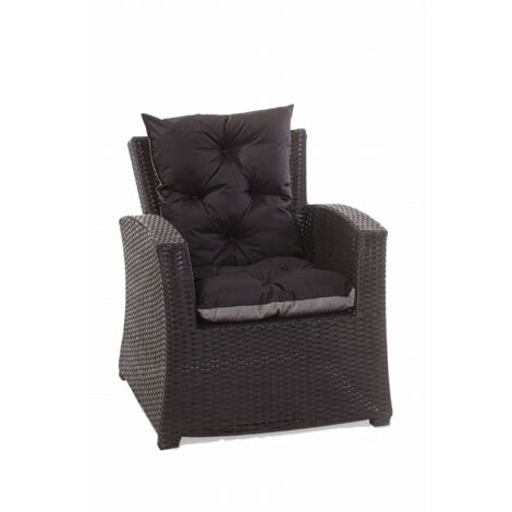 Coussin de chaise de jardin 50x50x55cm 2 pièce coussin de jardin noir Coussin de fauteuil d'extérieur  Coussin d'assise à dossier haut-Enkel