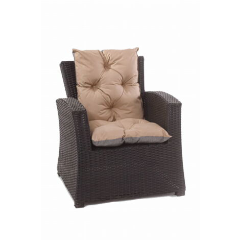 Coussin de chaise de jardin 50x50x55cm 4 pièce coussin de jardin beige Coussin de fauteuil résine tressée  Coussin d'assise à dossier haut-Enkel