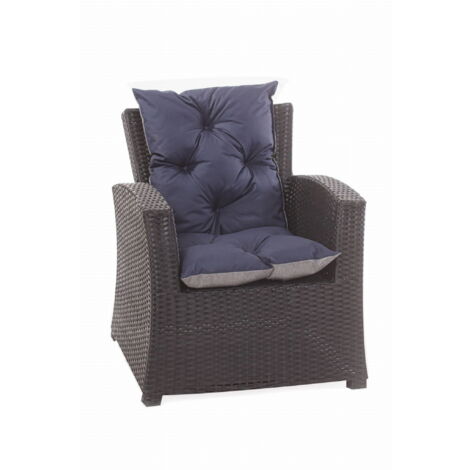 Coussin de chaise de jardin 50x50x55cm 4 pièce coussin de jardin bleu foncé Coussin de fauteuil résine tressée  Coussin d'assise à dossier haut-Enkel