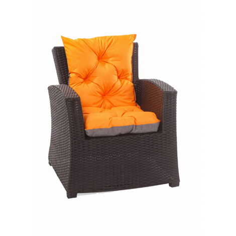 Coussin de chaise de jardin 50x50x55cm 4 pièce coussin de jardin orange Coussin de fauteuil résine tressée  Coussin d'assise à dossier haut-Enkel