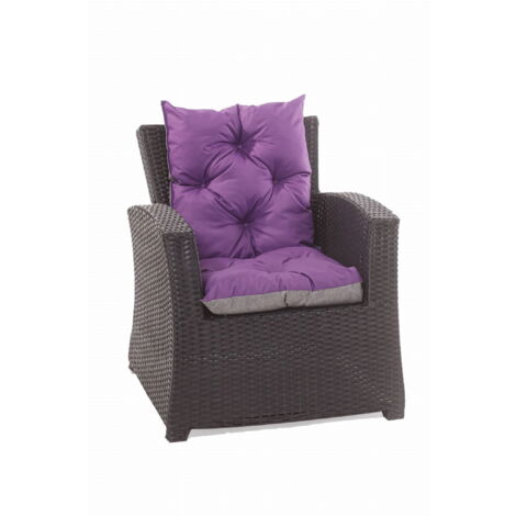 Coussin de chaise de jardin 50x50x55cm 4 pièce coussin de jardin violet  Coussin de fauteuil résine tressée  Coussin d'assise à dossier haut-Enkel