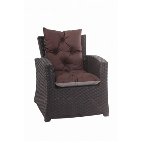 Coussin de chaise de jardin 50x50x55cm 6 pièce coussin de jardin marron Coussin de fauteuil résine tressée  Coussin d'assise à dossier haut-Enkel