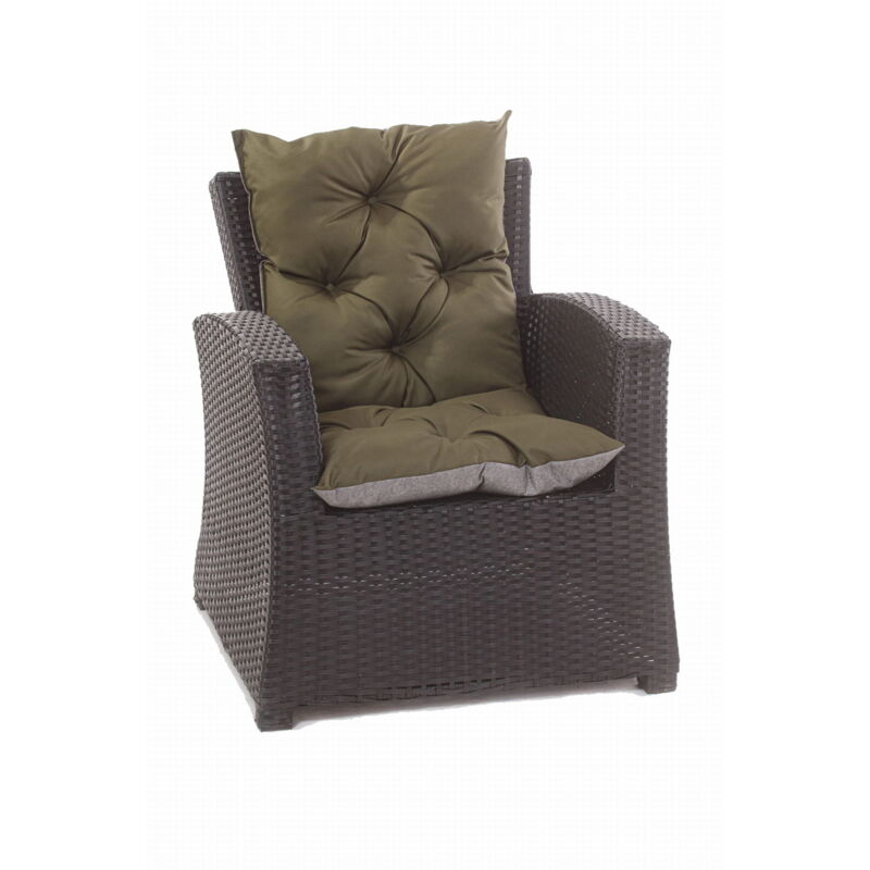 Setgarden - Coussin de chaise de jardin 50x50x55cm 6 pièce coussin de jardin vert Coussin de fauteuil résine tressée Coussin d'assise à dossier