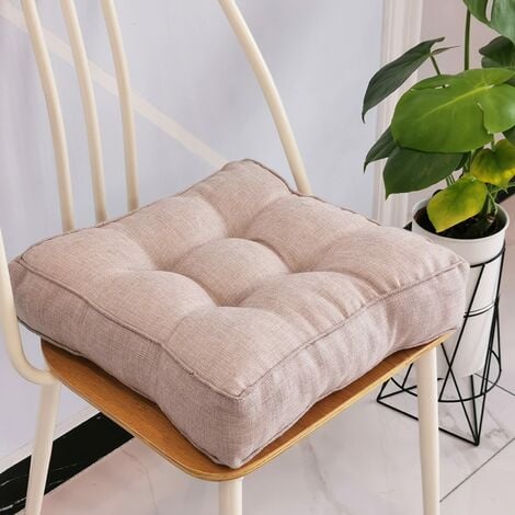 Coussin de chaise de jardin, épais 10 cm, en coton doux, 40 x 40 cm, pour bureau, salle à manger, maison (40 x 40 x 10 cm, beige)