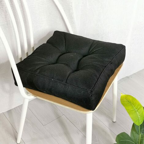 Coussin de chaise de jardin, épais 10 cm, en coton doux, 40 x 40 cm, pour bureau, salle à manger, maison (40 x 40 x 10 cm, noir)