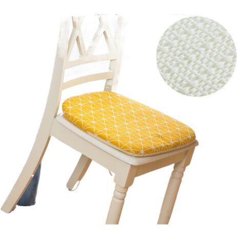 Coussin de chaise de table à manger, coussin de chaise épais antidérapant pour la maison, amovible et lavable avec sangles - jaune