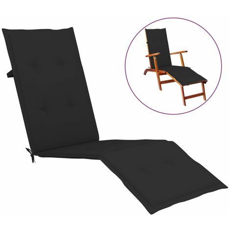Coussin de chaise de terrasse noir (75+105)x50x3 cm