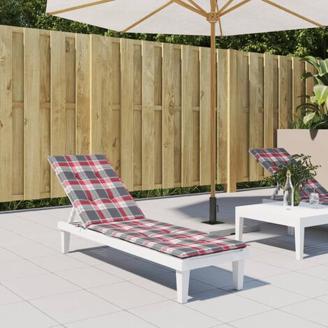 Coussin de chaise de terrasse,matelas assise avec Grand Confort carreaux rouge (75+105)x50x3 cm -AD96145 - Multicolore