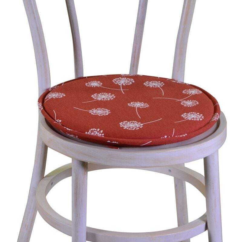 Coussin de chaise en tissu rouge brique rond ø40h4 cm