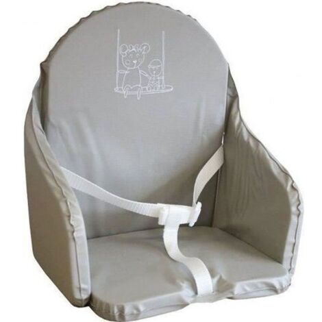 Coussin de chaise haute LOOPING en PVC imperméable Gris clair avec sangles, fabriqué en France, jusqu’à 15 kg