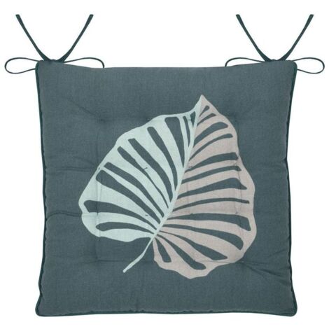 Coussin de chaise KENTIA 38x38 cm, feuille bleue