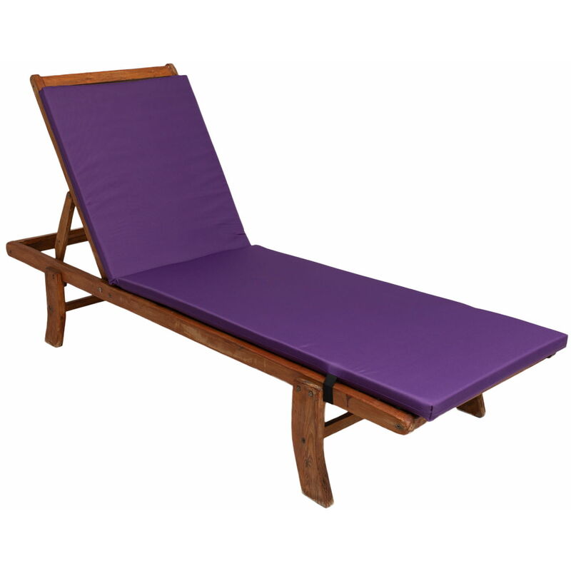 Setgarden - Coussin de chaise longue 190x60x4cm, coussin pour chaise longue de jardin, chaise longue en bois violet, coussin pour chaise longue de