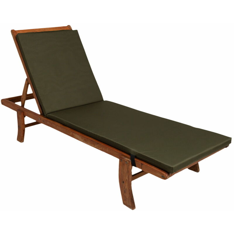 Coussin de chaise longue 190x60x4cm, coussin pour chaise longue de jardin, chaise longue en bois vert, coussin de chaise longue de piscine