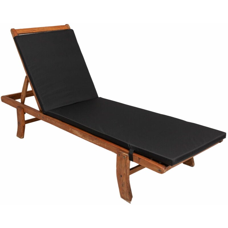 Setgarden - Coussin de chaise longue 190x60x4cm, coussin pour chaise longue de jardin, chaise longue en bois noir, coussin de chaise longue de piscine