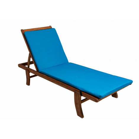 Coussin de chaise longue 190x60x4cm, coussin pour chaise longue de jardin, chaise longue en bois bleu, coussin de chaise longue de piscine