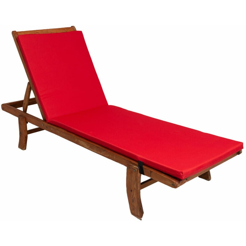 Coussin de chaise longue 190x60x4cm, rouge, coussin pour chaise longue de jardin, chaise longue bois, coussin pour chaise longue relaxante