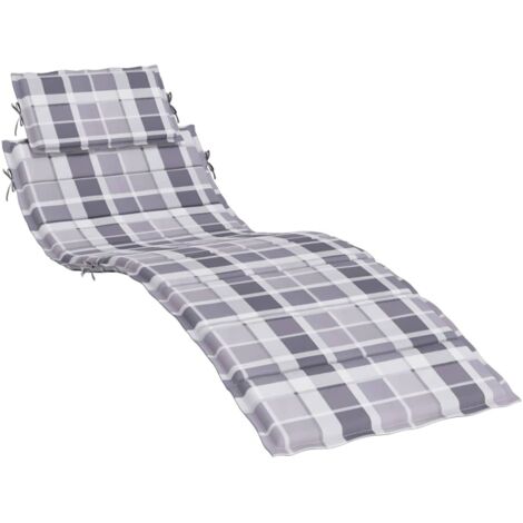 Coussin de chaise longue à carreaux gris 186x58x4 cm