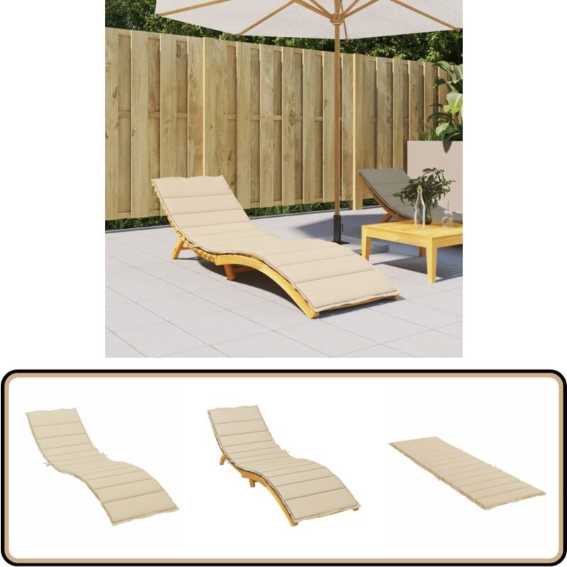 Coussin de chaise longue beige 200x70x3 cm tissu oxford - Coussin De Chaise Longue - Coussin D'extérieur - Coussin Décoratif - Tissus Oxford