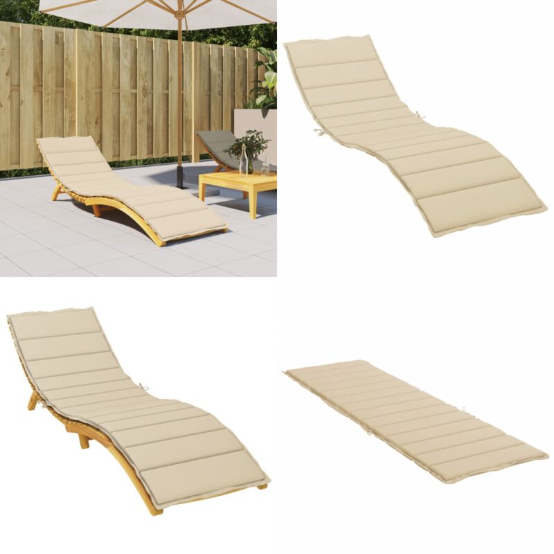 Coussin de chaise longue beige 200x70x3 cm tissu oxford - Coussin De Chaise Longue - Coussin D'extérieur - Coussin Décoratif - Tissus Oxford