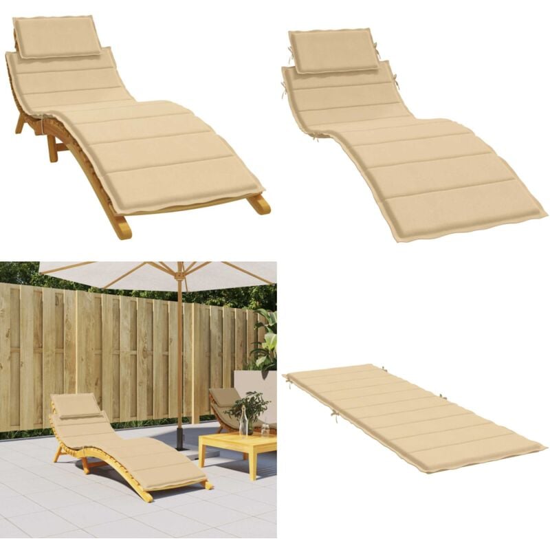 Coussin de chaise longue beige mélangé 186x58x3 cm tissu - Coussin De Chaise Longue - Coussin D'extérieur - Coussin Décoratif - Coussin Confortable