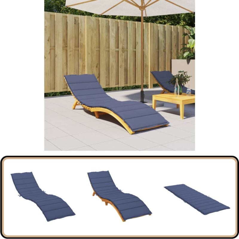 Coussin de chaise longue bleu marine tissu oxford - Coussin Chaise Longue - Coussin Exterieur - Coussin Décoratif - Coussin Jardin - Housse Chaise