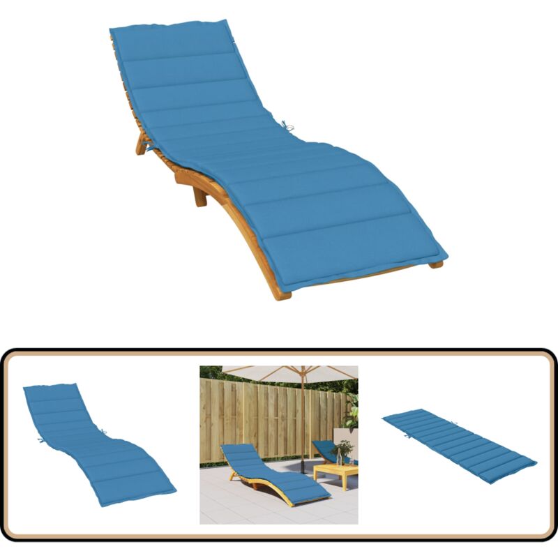 Coussin de chaise longue bleu mélangé 200x50x4 cm tissu - Coussin De Chaise Longue - Coussin D'extérieur - Coussin Décoratif - Cushion Bleu