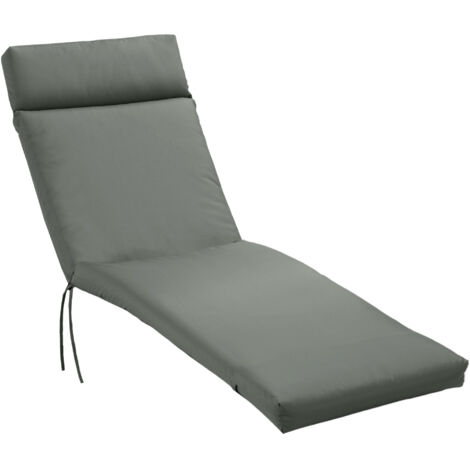 Coussin de chaise longue coussin coussin de soleil housse de coussin de chaise longue de jardin Polyester gris foncé 196 x 55 x 8 cm