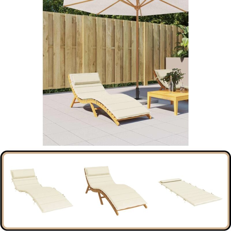 Coussin de chaise longue crème 180x60x3 cm tissu oxford - Coussin Chaise Longue - Coussin Exterieur - Coussin Décoratif - Coussin Jardin - Housse