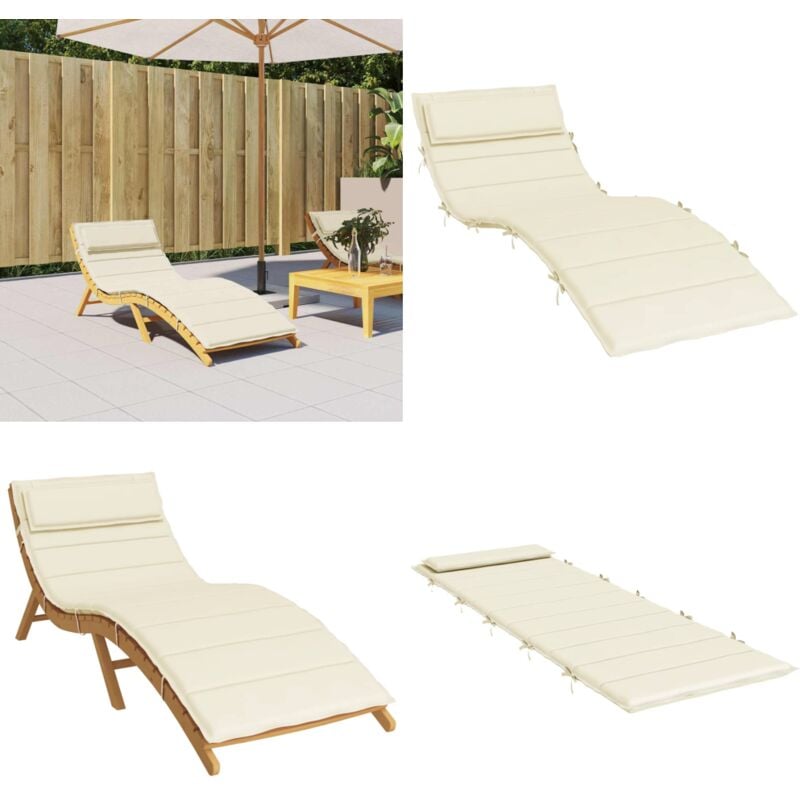 Coussin de chaise longue crème 180x60x3 cm tissu oxford - Coussin Chaise Longue - Coussin Exterieur - Coussin Décoratif - Coussin Jardin - Housse