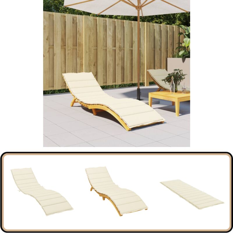 Coussin de chaise longue crème 200x70x3 cm tissu oxford - Coussin Chaise Longue - Coussin Exterieur - Coussin Décoratif - Coussin Jardin - Coussin