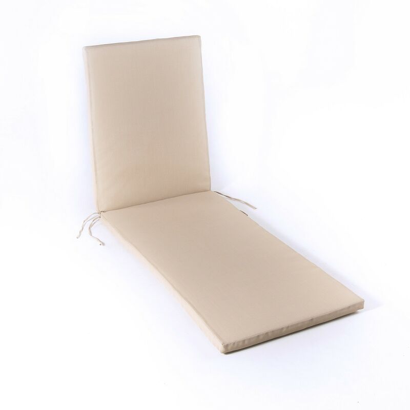 Coussin de chaise longue d'extérieur en textilène couleur sable Taille 196x60x5cm Tissu antitaches Amovible